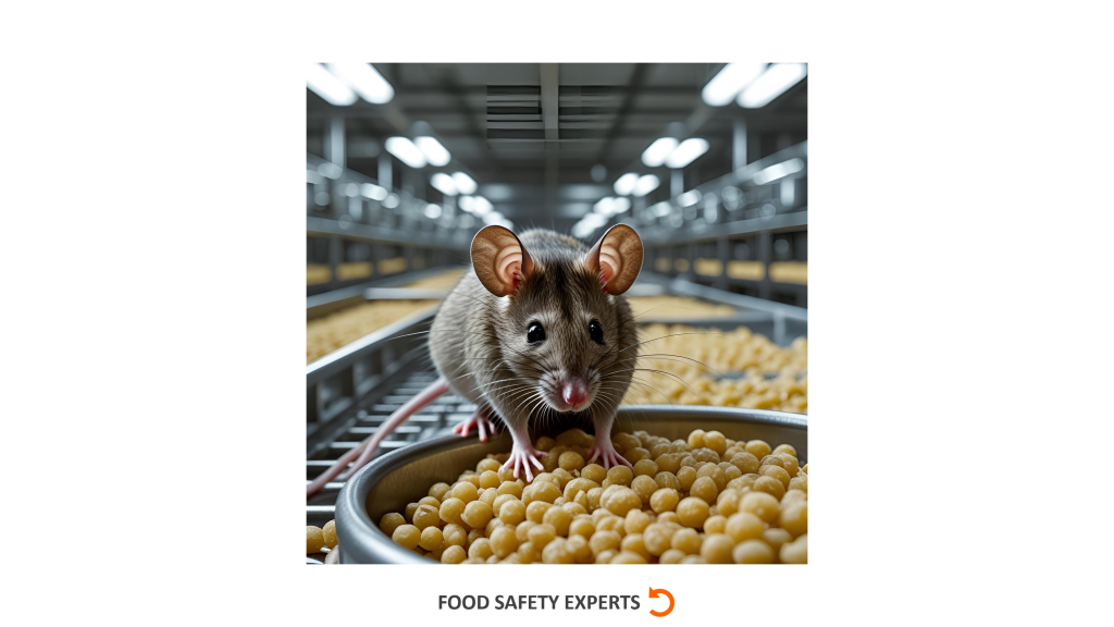 Rodent on food production line illustrating the importance of pest control in food safety