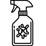 Icon of cleaning spray with bacteria crossed out
