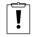 Icon of clipboard with exclamation mark symbolizing recall preparedness