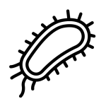 Black line icon of a microbe symbolizing microbiological contaminants in food safety training.