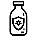 Icon of packaging with shield and microbe symbol