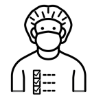 Icon of person in gown with hygiene checklist