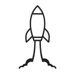 Minimal rocket launch icon symbolizing instant access to food safety training