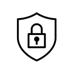 Bold black line icon of a shield with a padlock, symbolizing Food Defense and TACCP threat protection.
