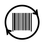 Black line icon of a barcode inside a circular arrow, symbolizing traceability in food safety training.
