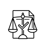 EU Nutrition and Health Claims Training | GFSI-Compliant Module Minimal black and white line icon of a legal document with scales and a checkmark symbolizing EU nutrition and health claims compliance