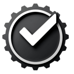 Gear with checkmark icon symbolizing implementation and applying food safety toolkits