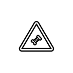 Physical Contaminants Training | GFSI-Compliant Module Black-line on white icon of a warning triangle with a small piece of metal inside, symbolizing physical contaminants in food safety